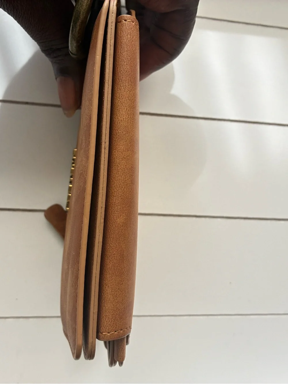 Tan Zip Wrist Wallet with Key Ring